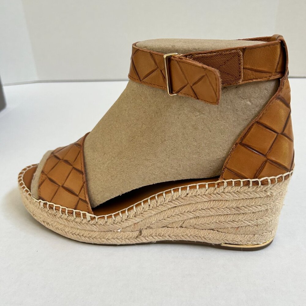 Size 11 Women's Brown Leather Franco Sarto Clemens Wedge Espadrille Sandals - Picture 9 of 9